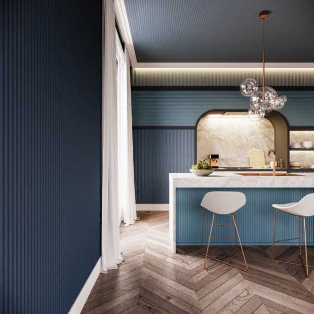 Panou decorativ 3D cu riflaje verticale