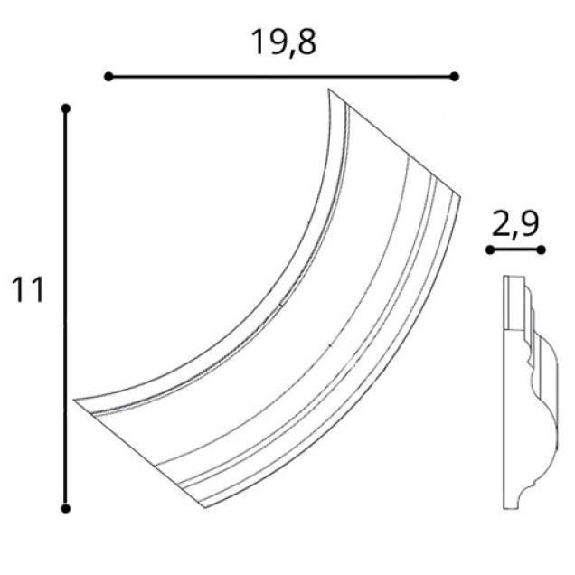 Coltar decorativ pentru brauri, dimensiuni 19.8 X 11 X 2.6 cm