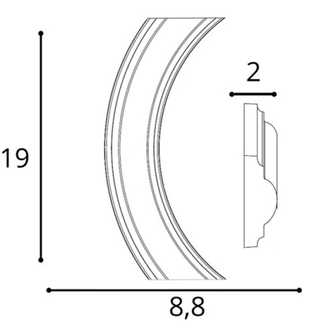 Coltar decorativ pentru brauri, dimensiuni 19x5.7x1.9 cm