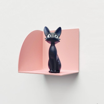 Poliță metalică magnetică roz cu o figurină de pisică