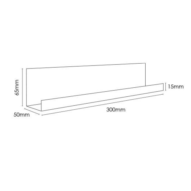 Poliță metalică neagră simplă pentru magnetic, montată pe perete cu o ramă foto pe ea.