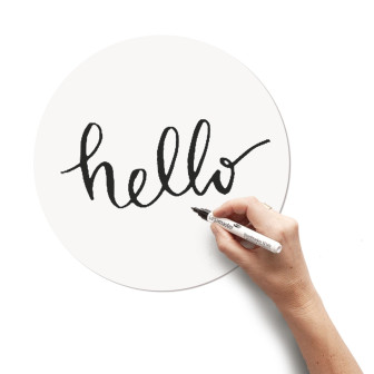 Sticker magnetic circular alb cu marker