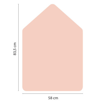 Tablă de scris magnetică autoadezivă în formă de casă, culoare nude, cu desene colorate