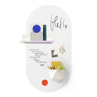 Tablă de scris magnetică autoadezivă, ovală, albă, cu notițe și desene