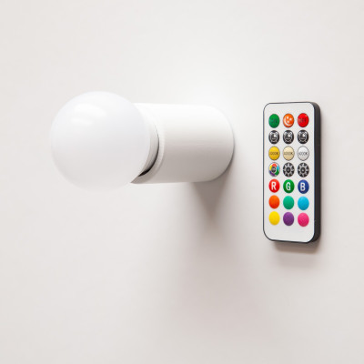 Lampă magnetică wireless / Suport de bec din lemn - Alb