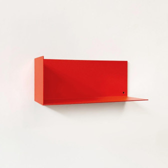 Poliță metalică roșie pentru tapet magnetic cu o figurină de leopard galben