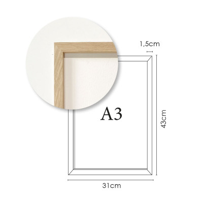 Ramă magnetică din lemn A3 cu desen abstract
