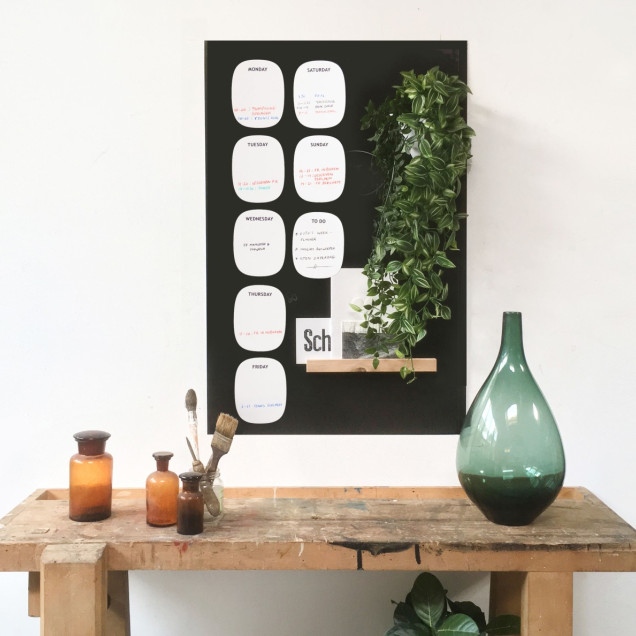 Planificator săptămânal magnetic - set de 8, deschis, arătând zilele săptămânii