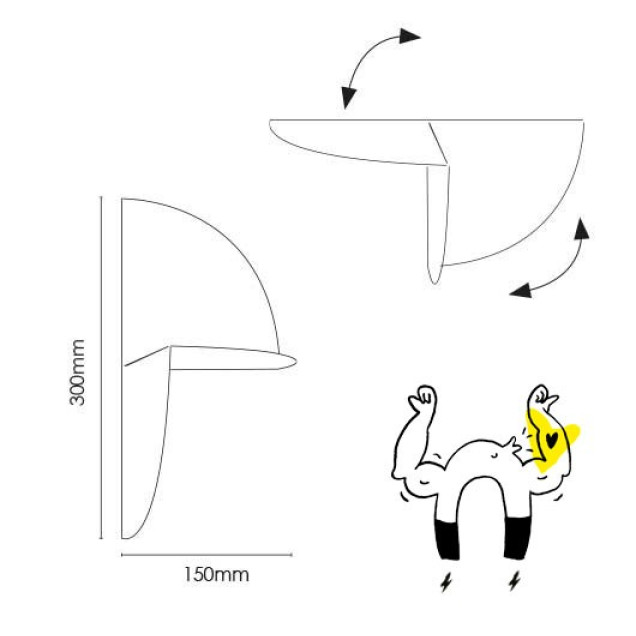 Poliță metalică roșie pentru tapet magnetic
