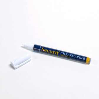 Marker cu cretă lichidă alb pentru suprafețe magnetice