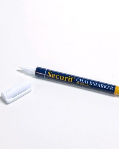 Marker cu cretă lichidă alb pentru suprafețe magnetice