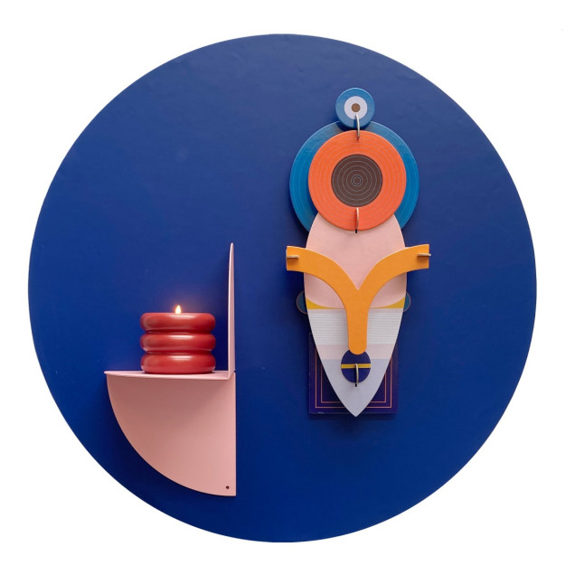 Sticker magnetic rotund, albastru, 60cm