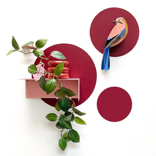 Sticker magnetic circular vișiniu, set de 3 bucăți, decor interior