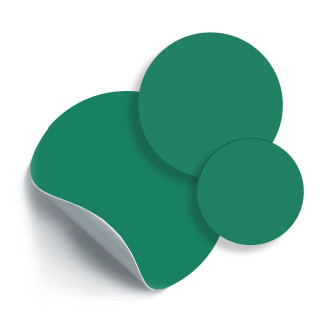 Sticker magnetic circular, verde pădure, set de 3 bucăți, decorând un perete alb