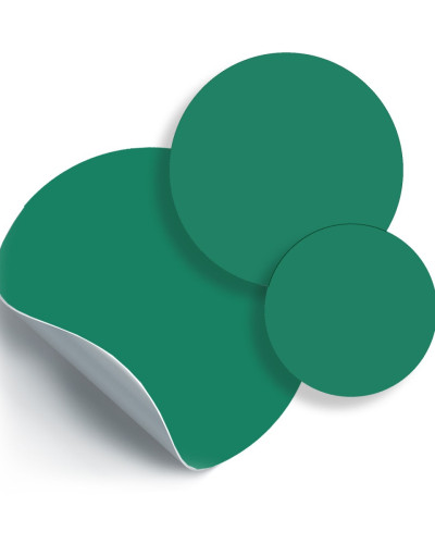 Sticker magnetic circular, verde pădure, set de 3 bucăți, decorând un perete alb