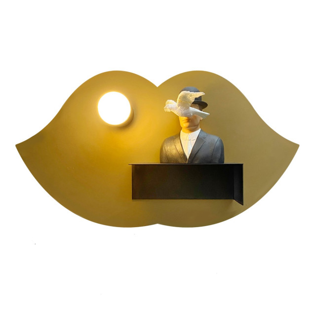 Sticker magnetic în formă de buze, auriu, decorativ pe perete