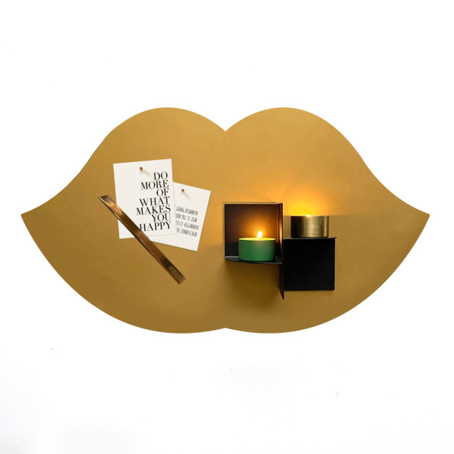 Sticker magnetic în formă de buze, auriu, decorativ pe perete