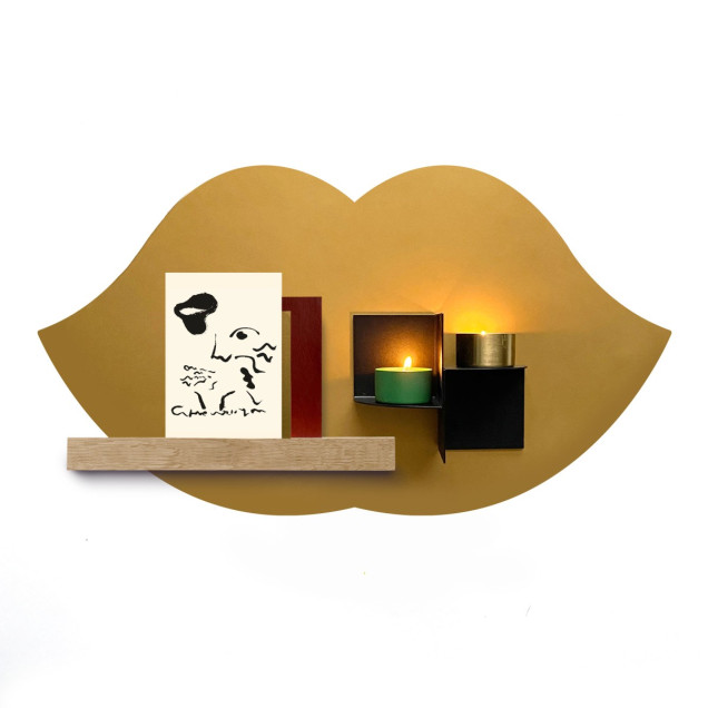 Sticker magnetic în formă de buze, auriu, decorativ pe perete