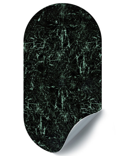 Sticker magnetic decorativ cu aspect de marmură verde, oval.