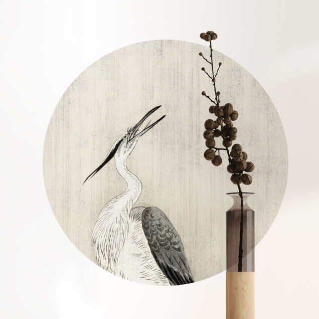 Sticker magnetic decorativ cu heron in the rain, dimensiune 60cm