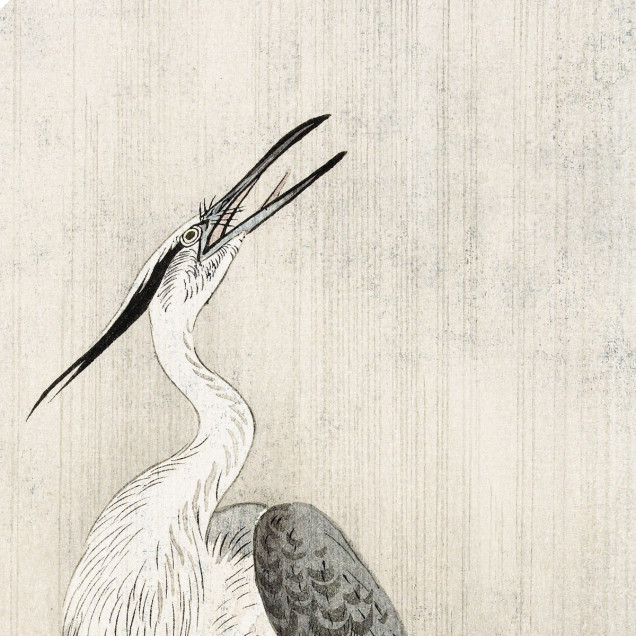 Sticker magnetic decorativ cu heron in the rain, dimensiune 60cm