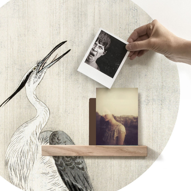 Sticker magnetic decorativ cu heron in the rain, dimensiune 60cm