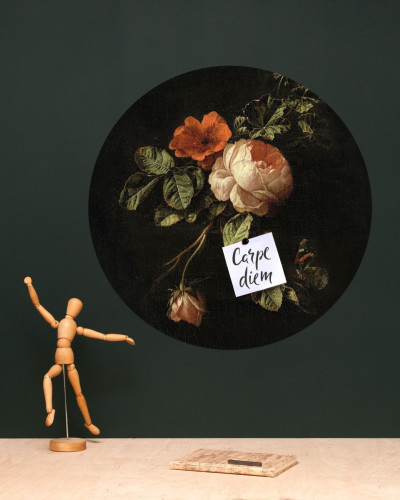 Sticker magnetic decorativ cu flori în stil pictură clasică
