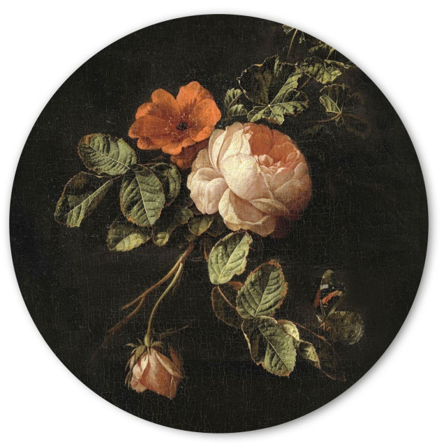 Sticker magnetic decorativ cu flori în stil pictură clasică