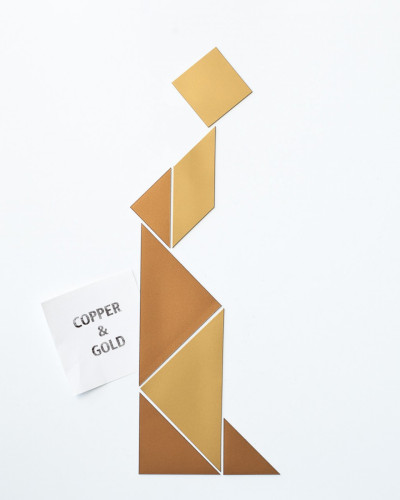 Magneți frigider în formă de tangram din cupru și aur