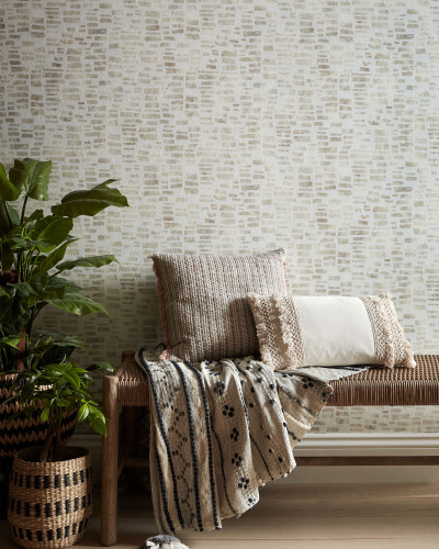 Tapet geometric cu design modern și nuanțe de crem perlat