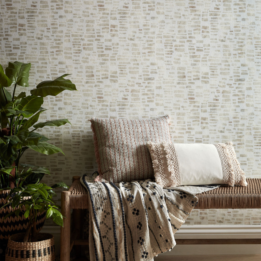Tapet geometric cu design modern și nuanțe de crem perlat