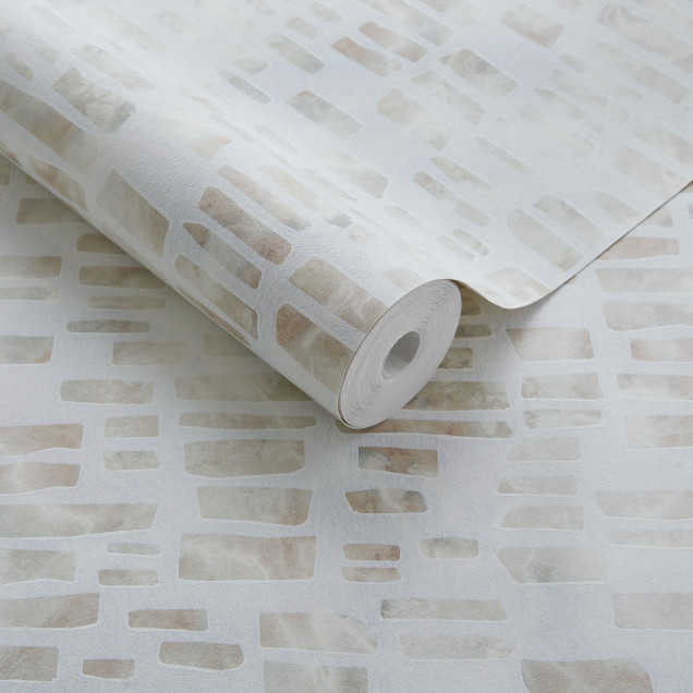 Tapet geometric cu design modern și nuanțe de crem perlat