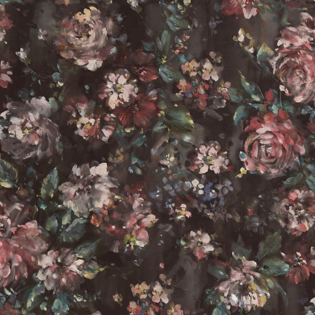 Tapet personalizabil Jardin, Red Velvet, cu un design floral elegant, ideal pentru dormitor