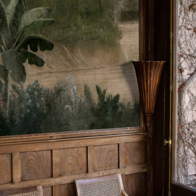 Tapet lavabil cu un design tropical verde
