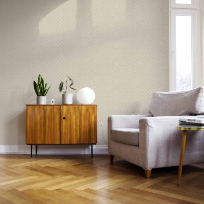 Tapet lavabil Quartz, Gold cu design geometric, in camera de zi