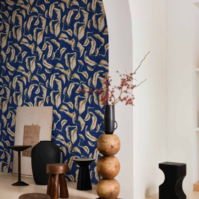 Tapet Moroccan Branches, Blue, cu design geometric modern și elegant. Se potrivește perfect în orice spațiu din casă.