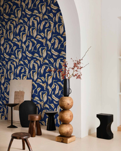 Tapet Moroccan Branches, Blue, cu design geometric modern și elegant. Se potrivește perfect în orice spațiu din casă.