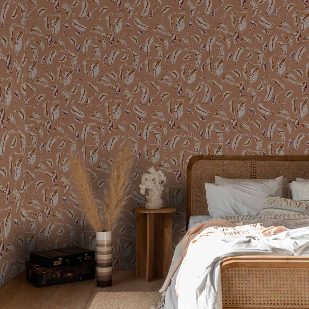 Tapet lavabil Moroccan Branches, cu design modern, in nuante de roz pal.