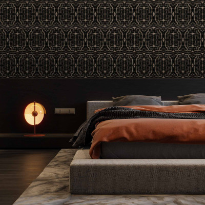 Tapet Infinity Strokes, Black, lavabil, cu design abstract, ideal pentru dormitoare și living-uri.