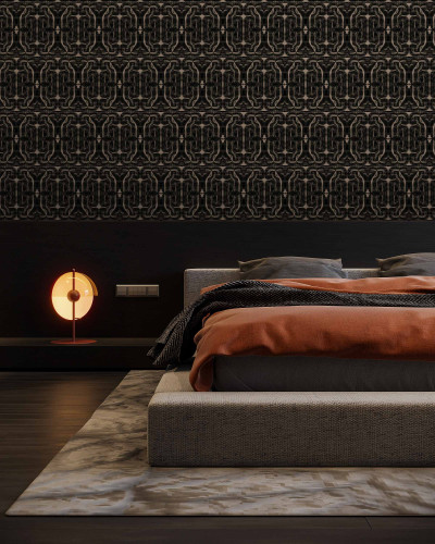 Tapet Infinity Strokes, Black, lavabil, cu design abstract, ideal pentru dormitoare și living-uri.