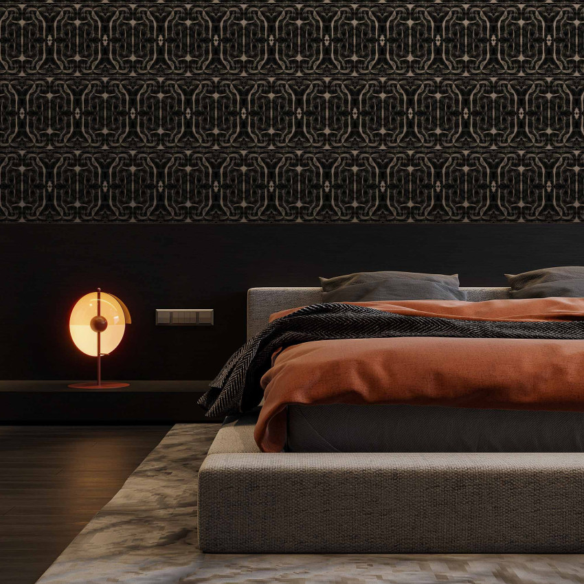 Tapet Infinity Strokes, Black, lavabil, cu design abstract, ideal pentru dormitoare și living-uri.