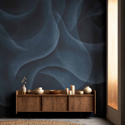 Tapet lavabil My Cave, Cobalt, cu un design abstract in nuanțe de albastru cobalt.