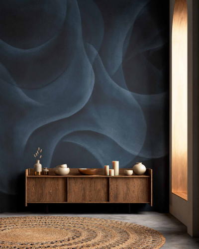 Tapet lavabil My Cave, Cobalt, cu un design abstract in nuanțe de albastru cobalt.