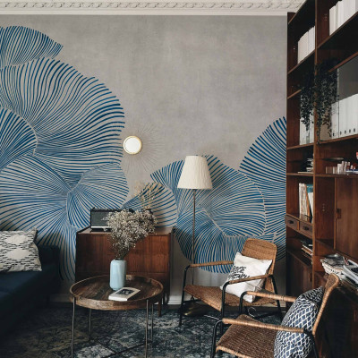 Tapet decorativ cu design abstract albastru
