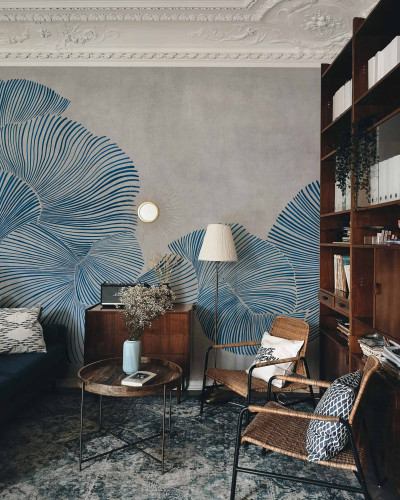 Tapet decorativ cu design abstract albastru