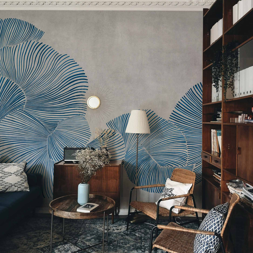 Tapet decorativ cu design abstract albastru