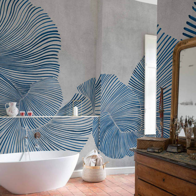 Tapet decorativ cu design abstract albastru