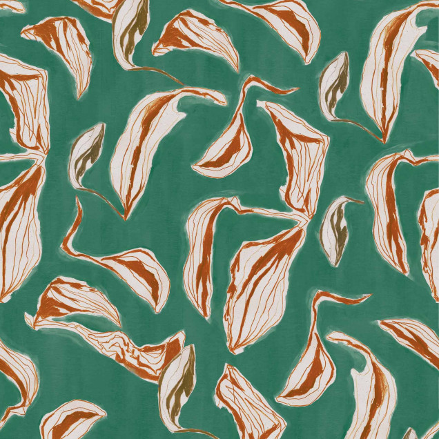 Tapet Moroccan Branches Turquoise, design modern cu ramuri exotice, turcoaz