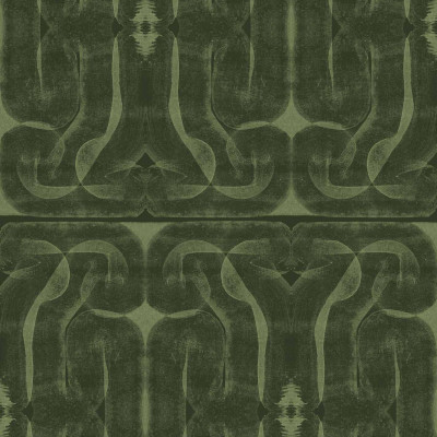 Tapet lavabil Infinity Strokes, verde, cu design geometric abstract, in interiorul unei cafenele moderne