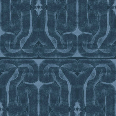 Tapet Infinity Strokes Cobalt - model geometric abstract in nuanțe de cobalt